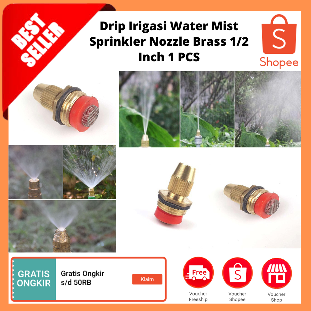 Drip Irigasi Water Mist Sprinkler Nozzle Brass 1/2 Inch 1 PCS / Konektor Sprinkler Air Benang Dapat 