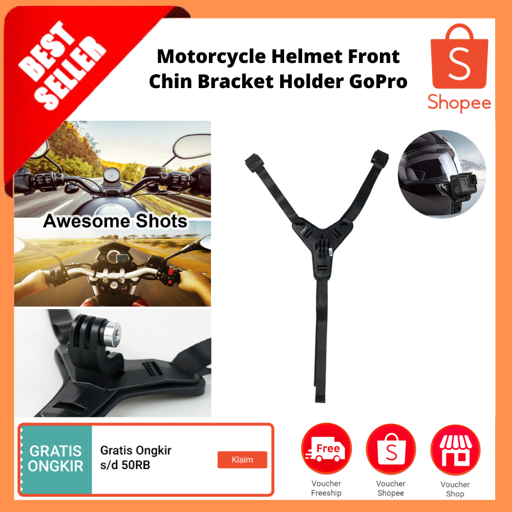 Motorcycle Helmet Front Chin Bracket Holder GoPro / Helm sepeda motor, dudukan dagu Untuk GoPro Kame