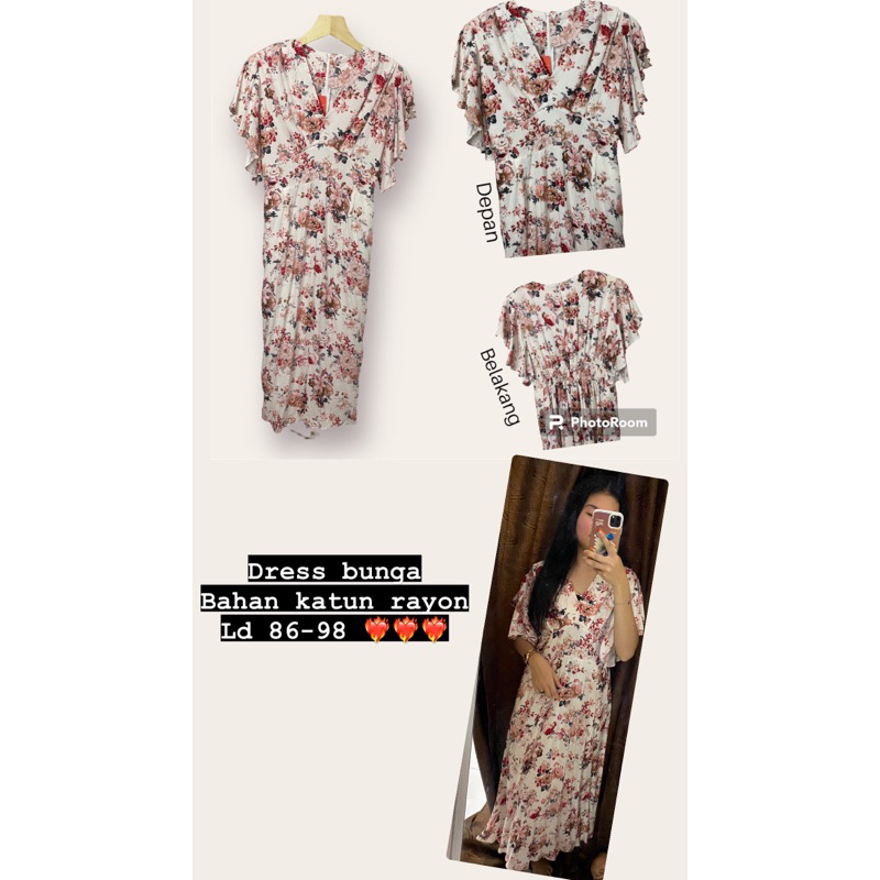 DRES MIDI MOTIF BUNGA