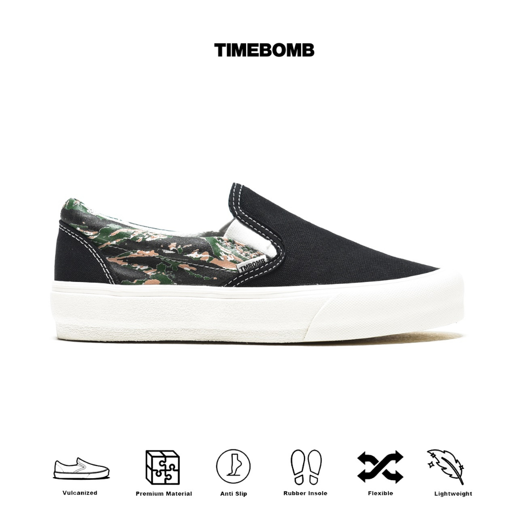 SEPATU TIMEBOMB VULCANIZED | SLIP ON TIGER CAMO GREEN
