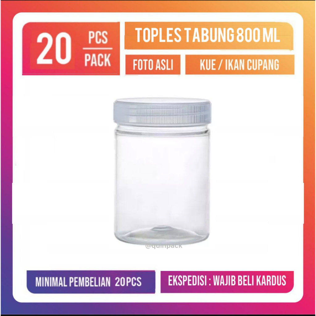 Toples Plastik 800 ml-Toples Tabung 800 ml-Toples Kue 800 ml