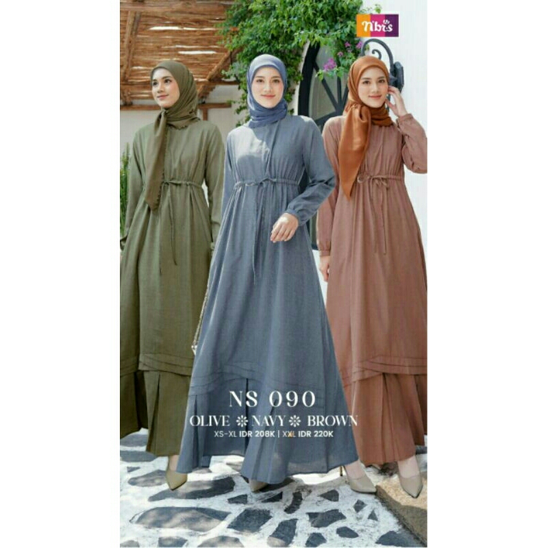 GAMIS KATUN WANITA NS 090 90 ORIGINAL NIBRAS FASHION DRESS BAJU BUSANA MUSLIM DEWASA BUSUI BAHAN COT