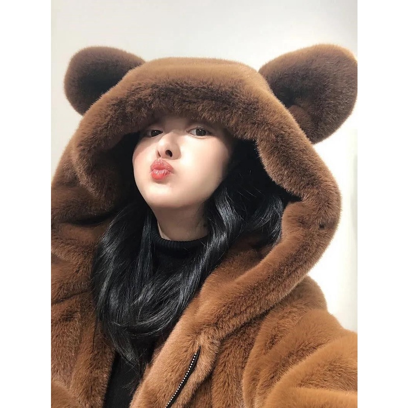 JAKET SHERPA KUPING BERUANG /HOODIE CROP BEAR