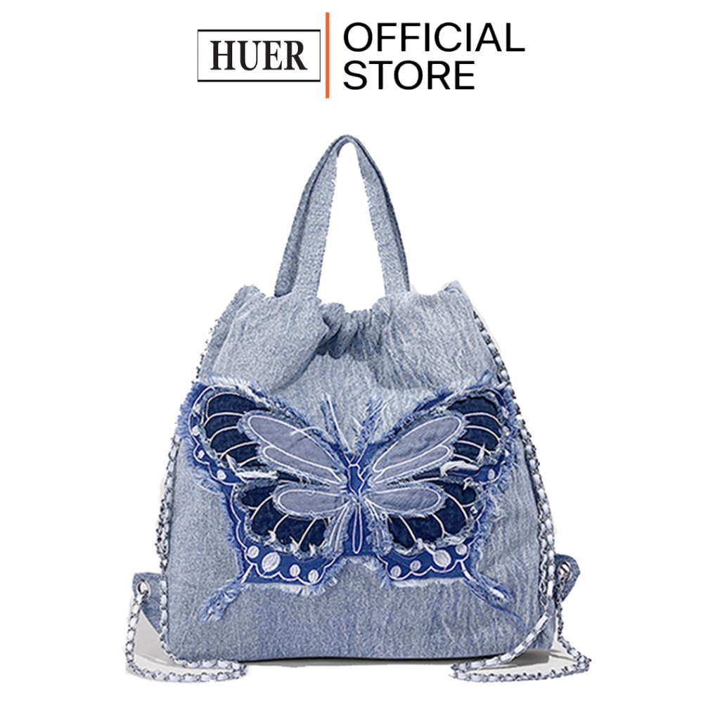 HUER ~ Tas Ransel Buffyu Denim Butterfly Effect Backpack 9536-439
