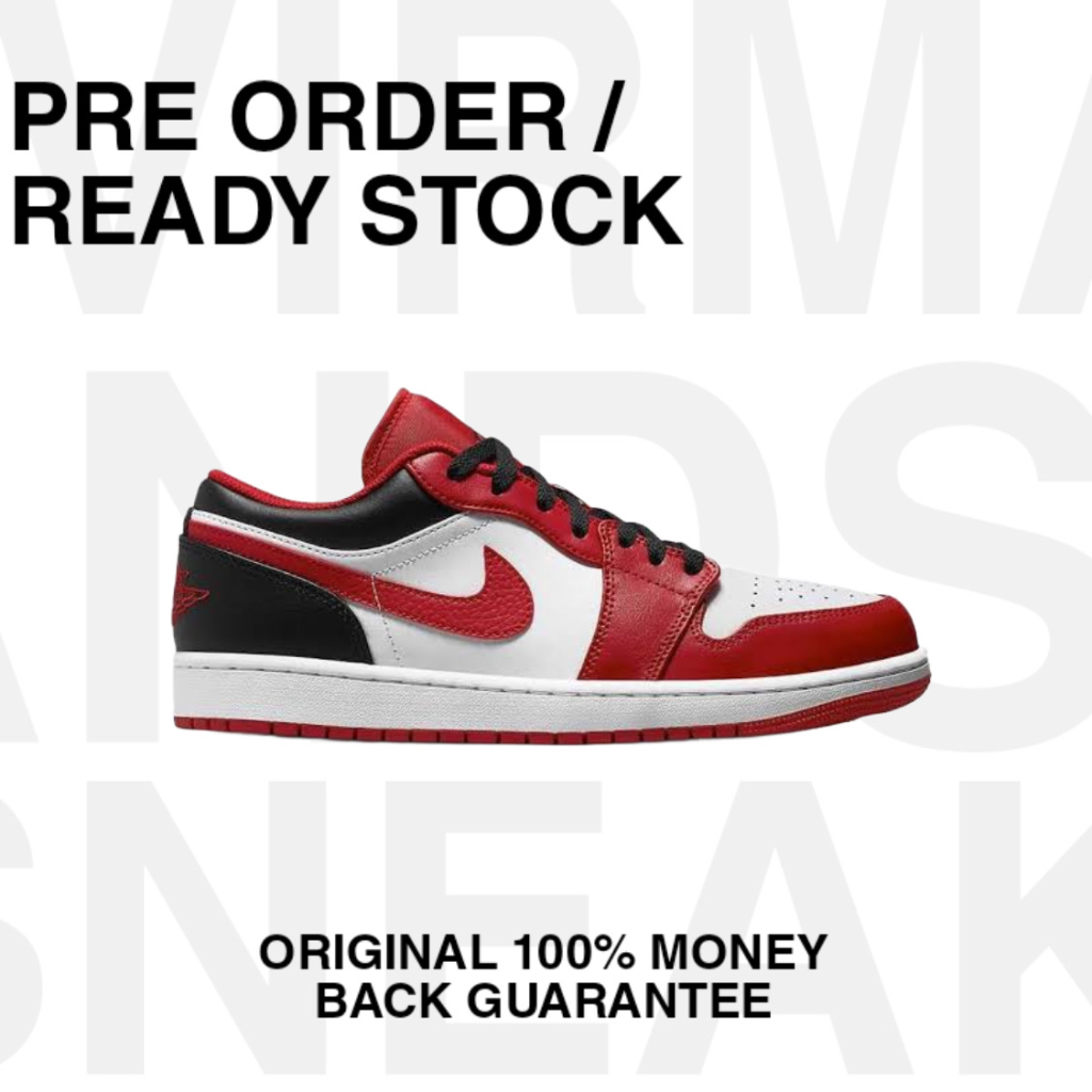 NIKE AIR JORDAN 1 LOW CHICAGO BULLS RED [ MENS ] ORIGINAL 100% TERBARU TERLARIS TERMURAH SEPATU PRIA