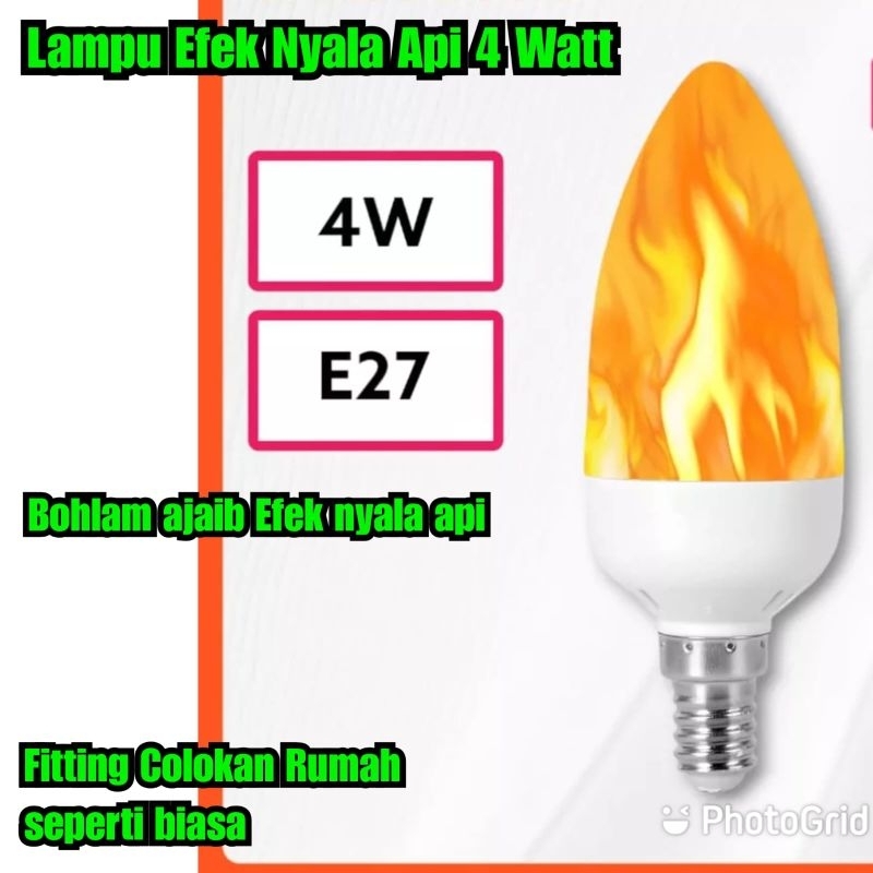 Bohlam nyala api Lampu efek nyala 4 watt Bulb ajaib Lampu hiasan keren Lampu obor Bohlam Oncor