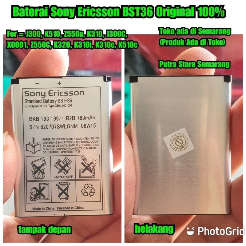 Baterai Sony Ericsson BST36 Original 100% Baterai BST-36 J300 K510i Z550a K310 J300C X0001 Z550C K32