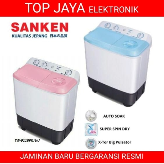 MESIN CUCI SANKEN 9KG TWIN TUB/SANKEN MESIN CUCI 9KG 2 TABUNG BERGARANSI RESMI NEW SERIES