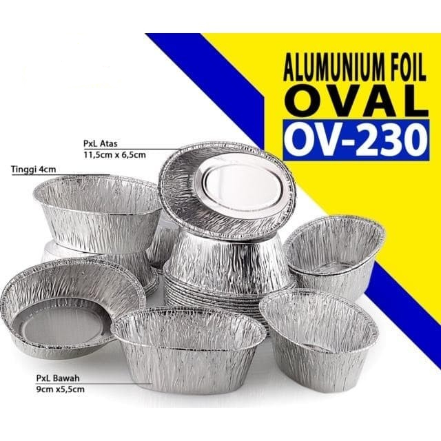 Alumunium Foil Oval OV-230 Aluminium Foil Cup 230/44 Model Oval Kecil EX-230