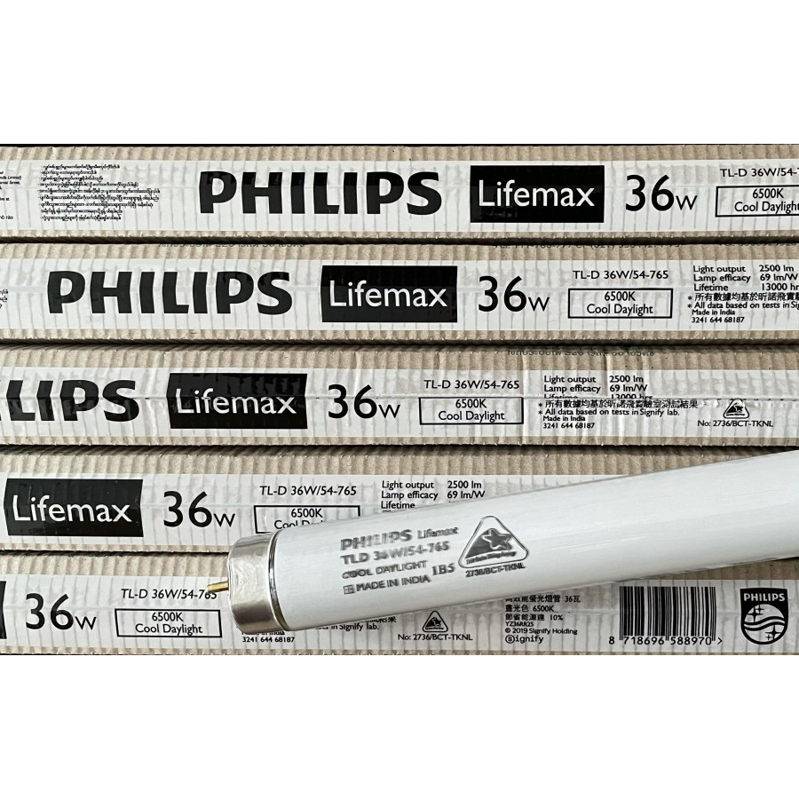 Lampu T8 Neon 36W/36Watt TLD 36/54 Lifemax TL D T8 120Cm 36 W Philips