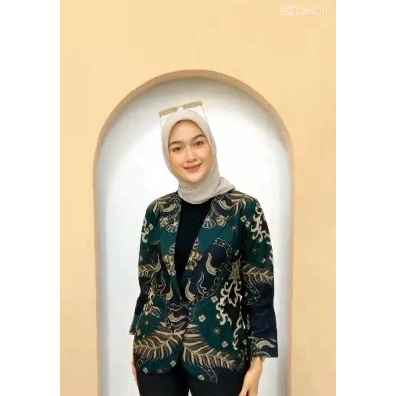 Blazer batik wanita kantor - Atasan batik kerja wanita