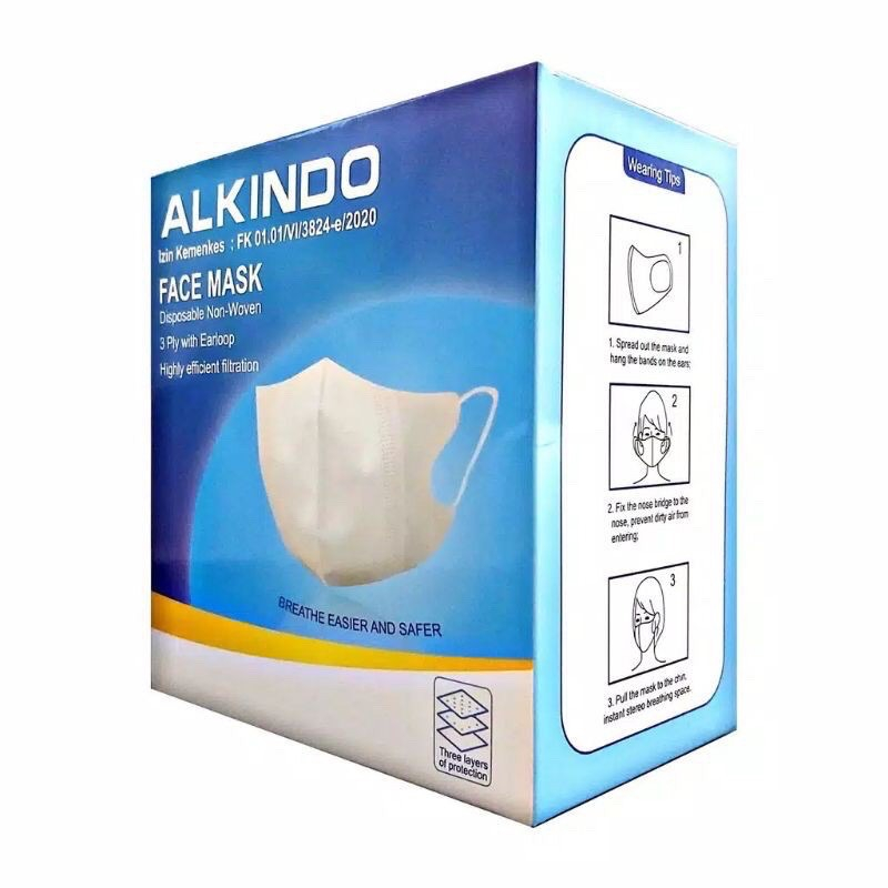 MASKER DUCKBILL PUTIH / HITAM 3D 3PLY ISI 50PCS MASKER MURAH DUCKBILL ALKINDO QUEEN MASK MOUSON FACE