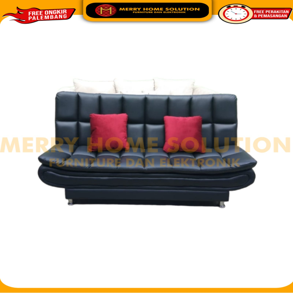 sofa bed minimalis sofabe kulit + bantal furniture palembang