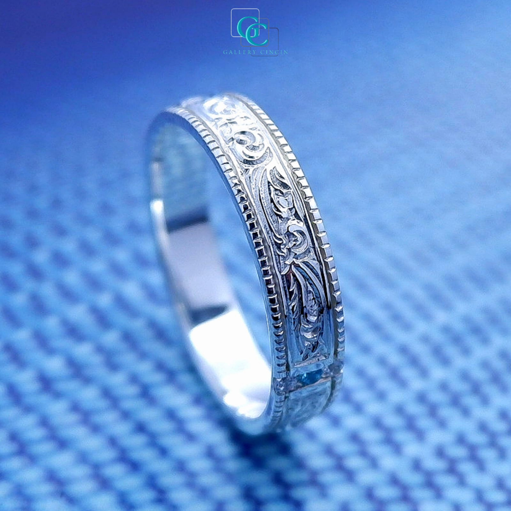 Cincin nikah perak pria kawin tunangan ukiran 106