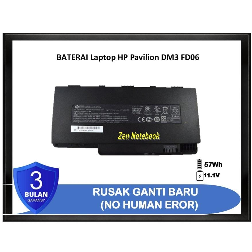 Baterai Battery Batre Laptop hp Pavilion DM3 FD06