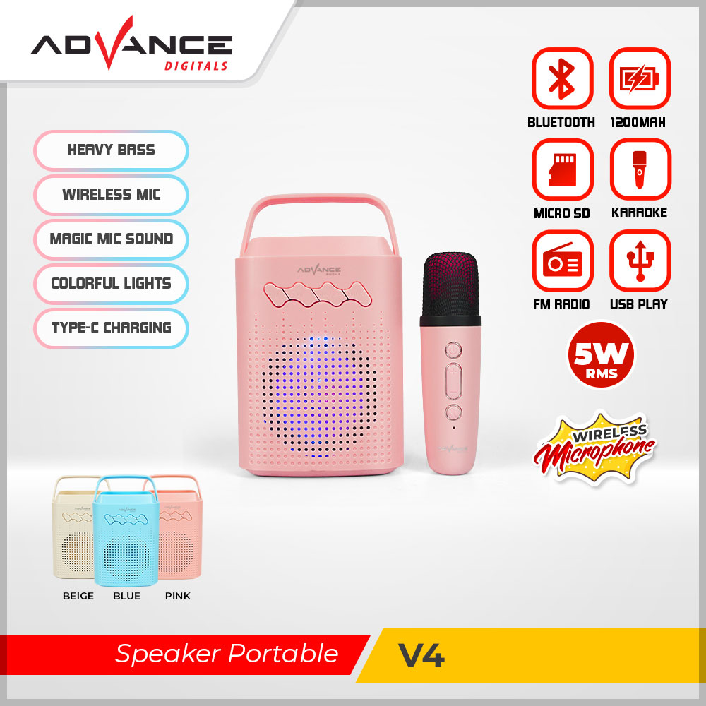 【Bisa dikirim hari ini】Advance Speaker Bluetooth  Karaoke Portable Microphone Karaoke Speaker Mic Bl