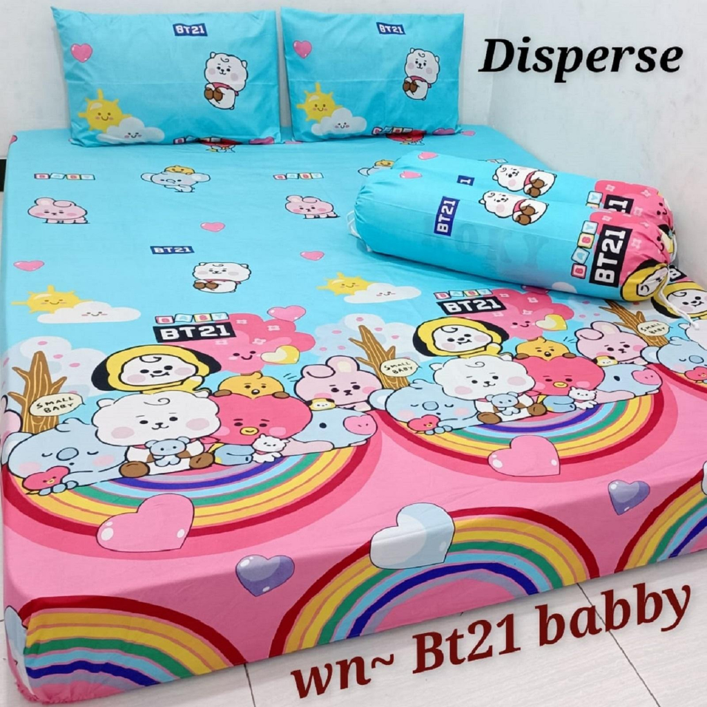 SPREI KARAKTER SPONGEBOB BTS 21 MINNIE PINK KUPU KUPU UK 120/160/180