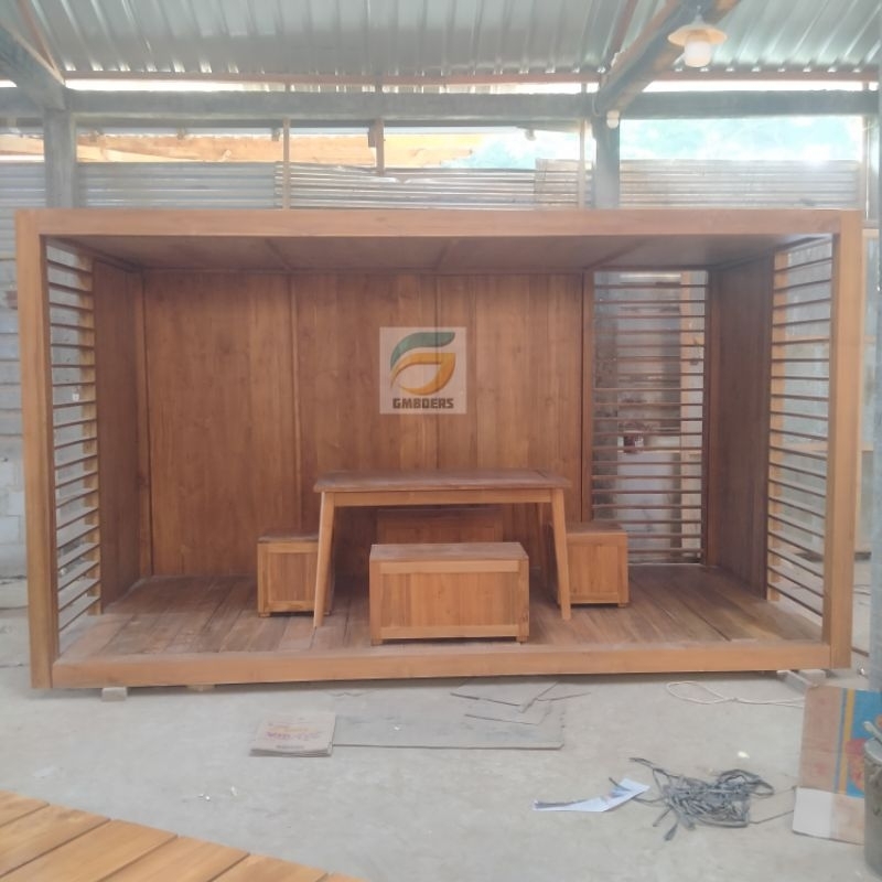 Gazebo Pergola Minimalis Full Kayu Jati