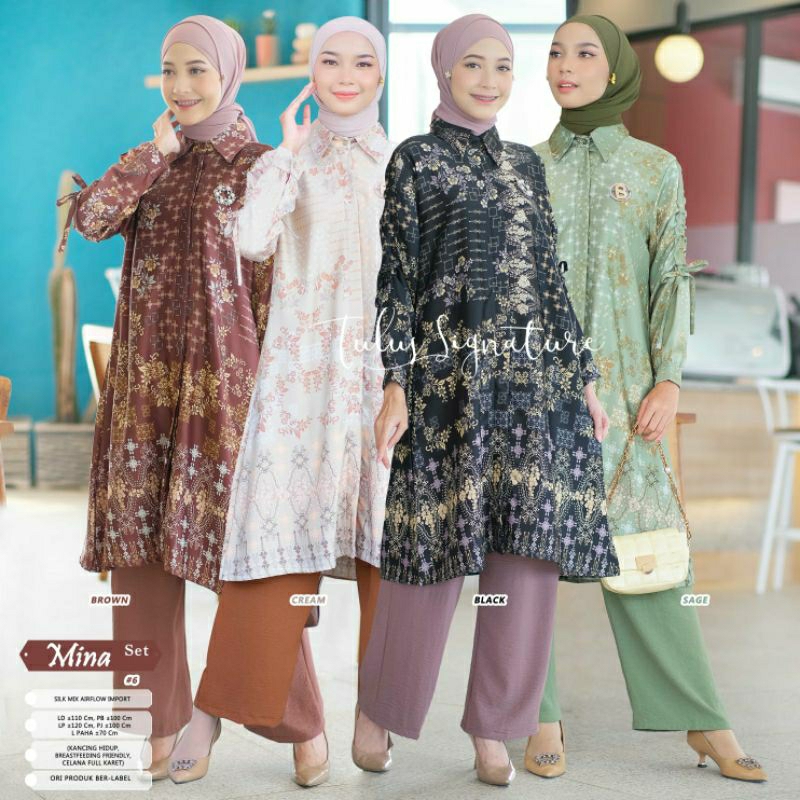 TULUS SIGNATURE Mina oneset batik setelan batik ld 110 set wanita kantor kondangan muslimah set tuni