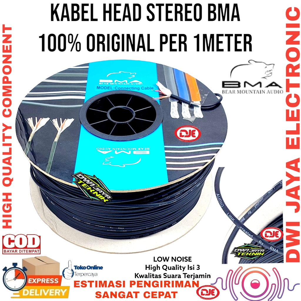 KABEL SKEREM HITAM STEREO BMA kabel skerem hitam bma ecer meteran