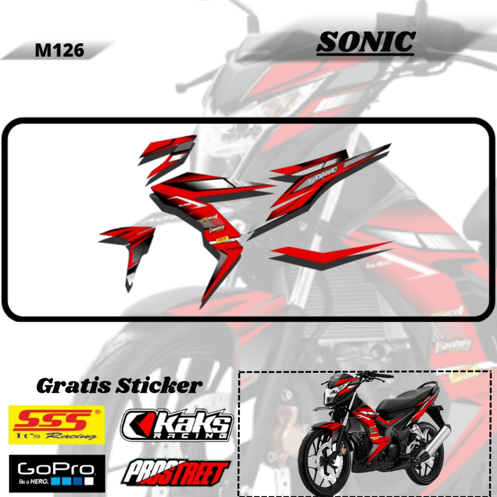 Lis Striping Sticker Variasi Aksesoris List Stiker Motor Honda Sonic 150 R M126 Tahun 2015 2016 2017