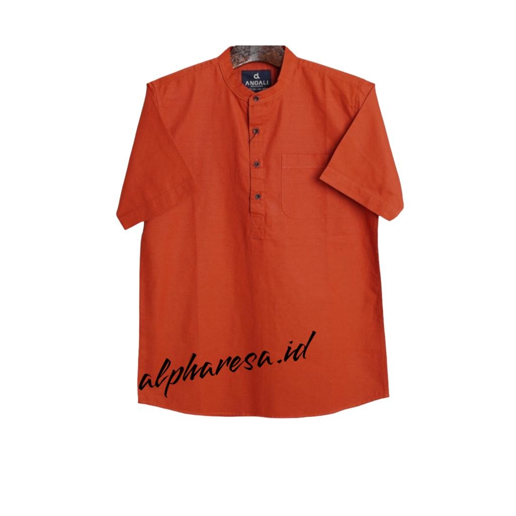 Kemeja Koko Pendek Pria Premium MERAH BATA