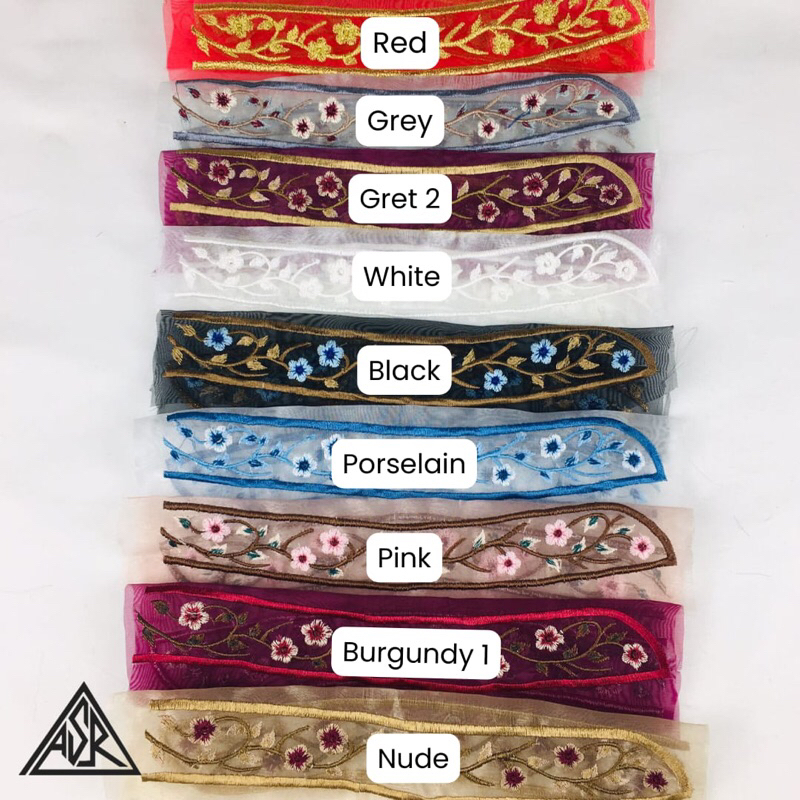 1Pc Bordir Jahit Kain Organza Kerah Leher (Gem Neck Small)