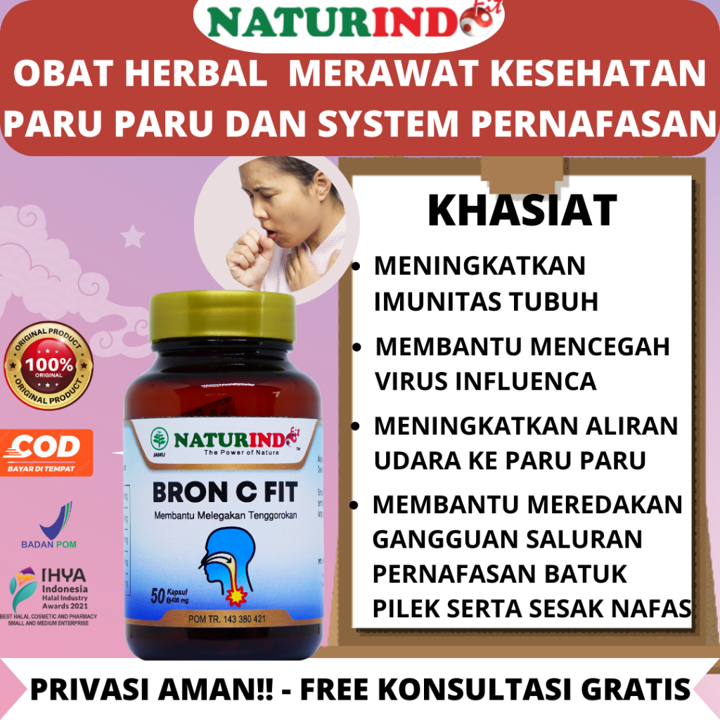 BRON C FIT Obat mengatasi Paru Paru Basah bronkitis TBC Batuk Berdahak Dan Sesak Nafas Napas amandel