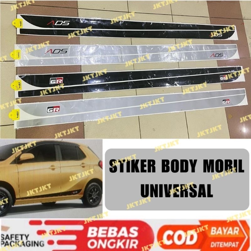 Stiker Body Samping GR ADS Agya Ayla Mobil Universal Hitam Silver .