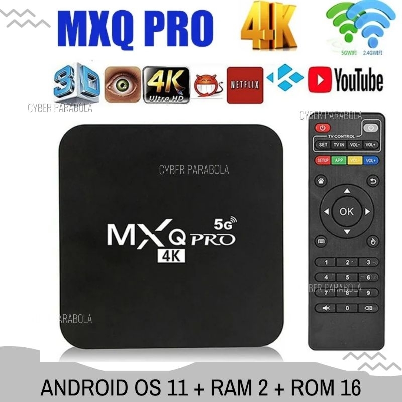 STB Android TV BOX MXQ Pro Ram 2GB Rom 16GB Android Os 11 Smart TV 4K Ultra HD