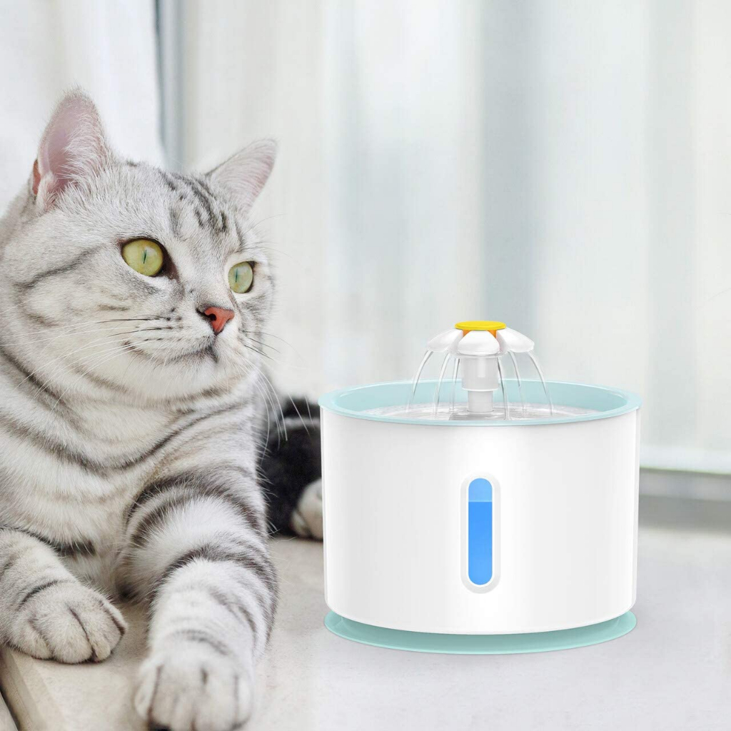 Air Mancur Minuman Kucing 2, 4L Dispenser Air Otomatis Berdaya USB dan Filter Minuman Umpan Kucing-A