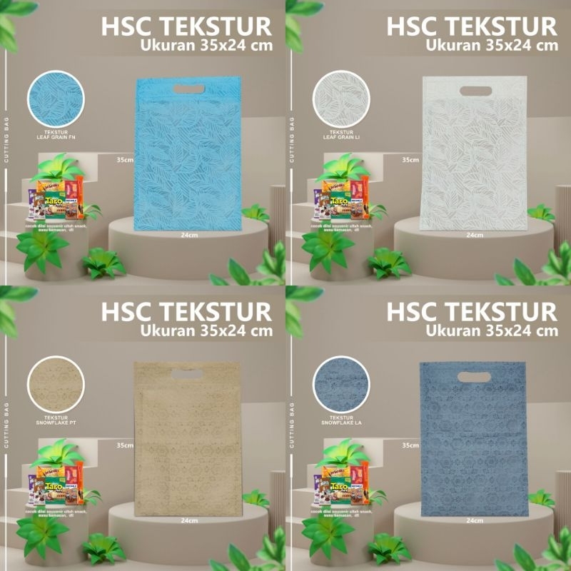 

Tas spunbond/kain/Goodie bag/souvenir hajatan-Flat bag tekstur (leaf)