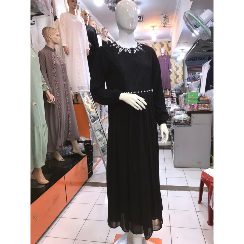 Gamis Dress Makkah Cerutti Baby Doll Borkat dan payet  Model Simpel Terbaru 2023 Dress Remaja Wanita