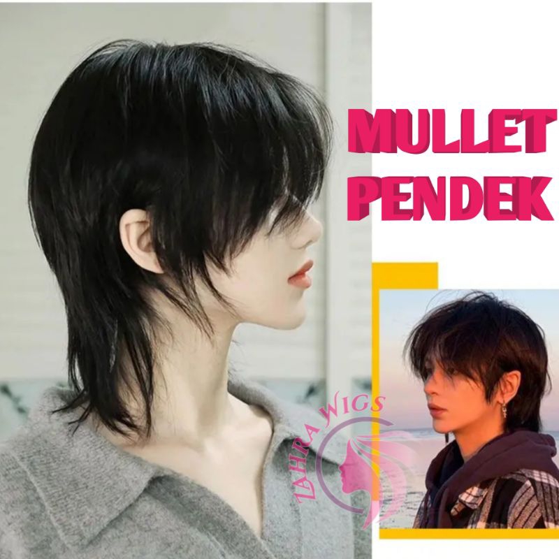 Wig Pria Rambut Panjang Belakang Model Wolfcut Korea