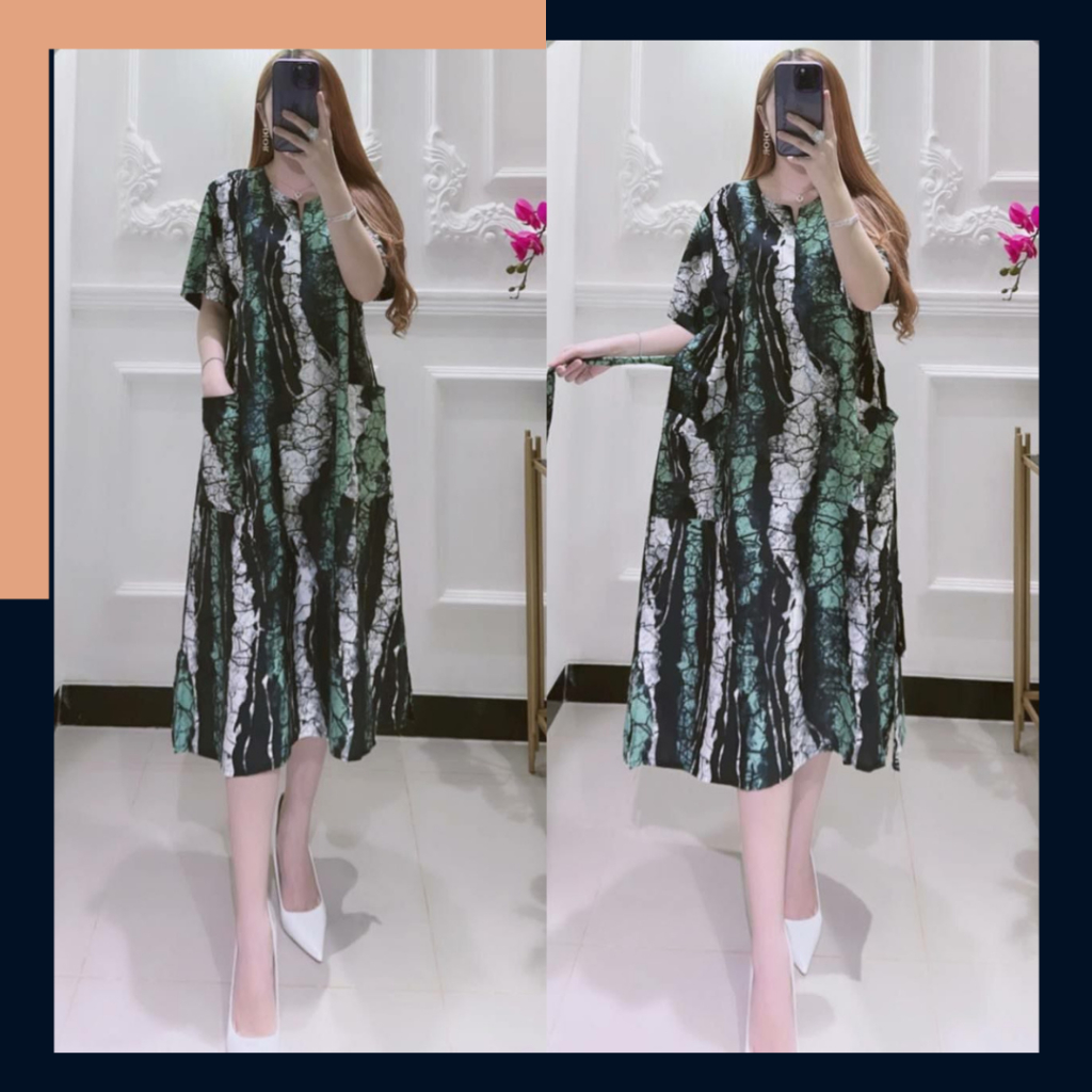 Daster Kekinian Jumbo Viral Baju Midi Dress Daster Selutut Bahan Rayon Premium Terbaru Daster Remaja