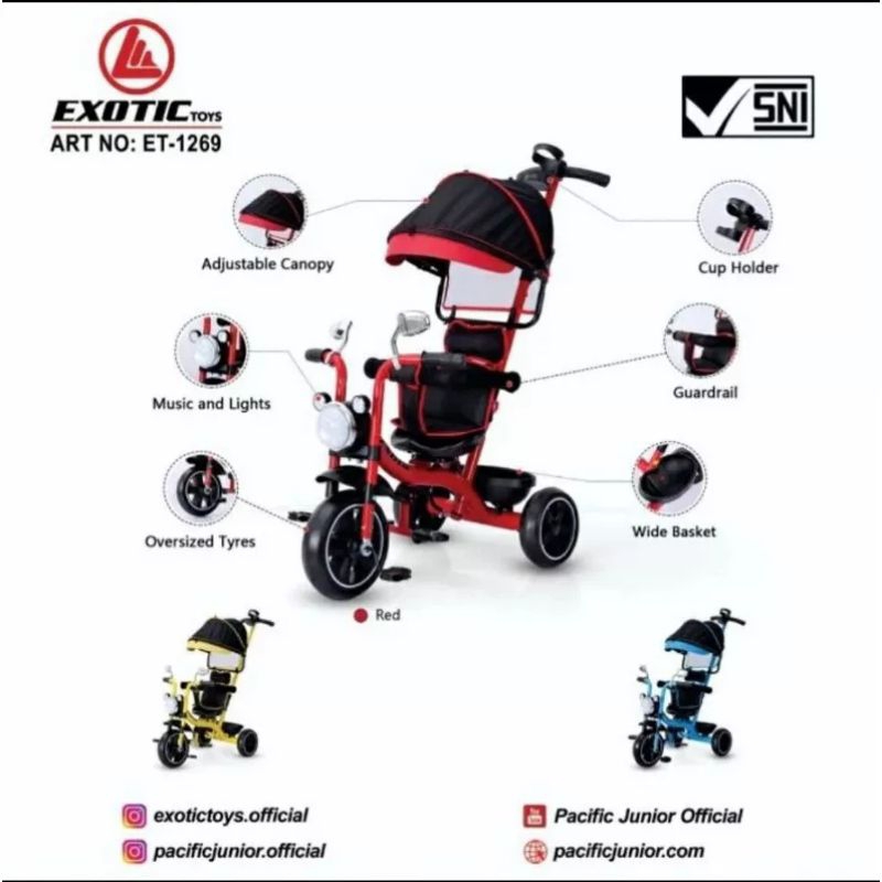 Tricyle exotic ET-1269 sepeda roda tiga anak