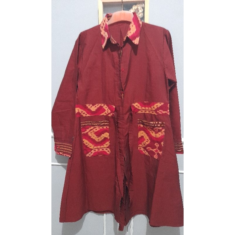 (Preloved) TUNIK KOMBINASI TENUN KATUN - TUNIK