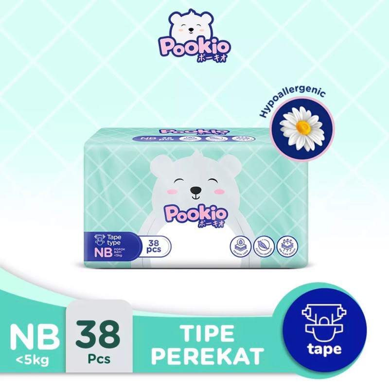 POOKIO BABY DIAPERS NEWBORN SIZE 38PCS ORIGINAL POKIO DIAPERS NB38