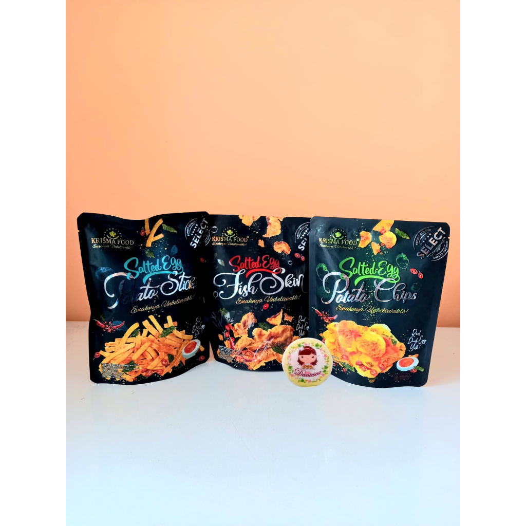 

.Krisma Food Salted Egg Fish Skin , Potato Chip , Potato Stick 60gr , Fish Skin 100gr (DS Bgr)