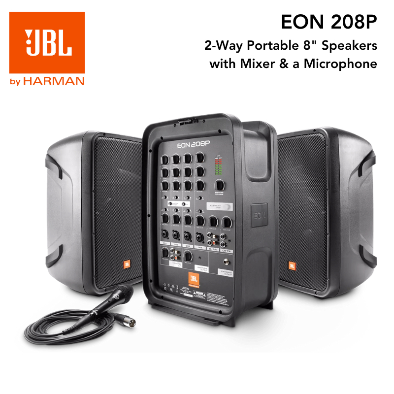 JBL EON 208P Sistem Speaker Portabel 2-Way 8 inch dengan Mixer Aktif