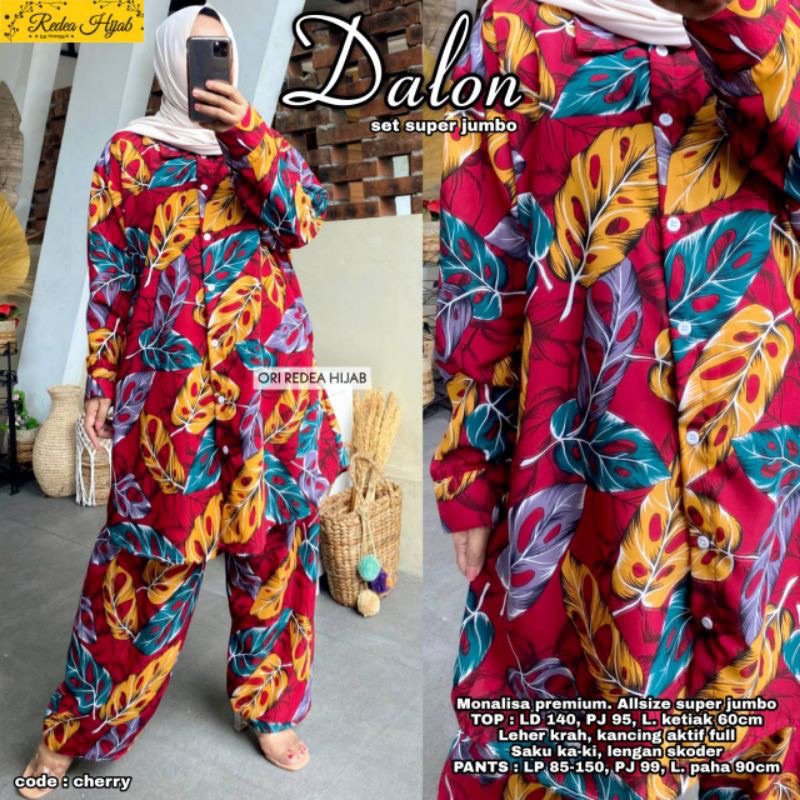 Setelan celana jumbo Dalon set bahan rayon viscouse LD 140