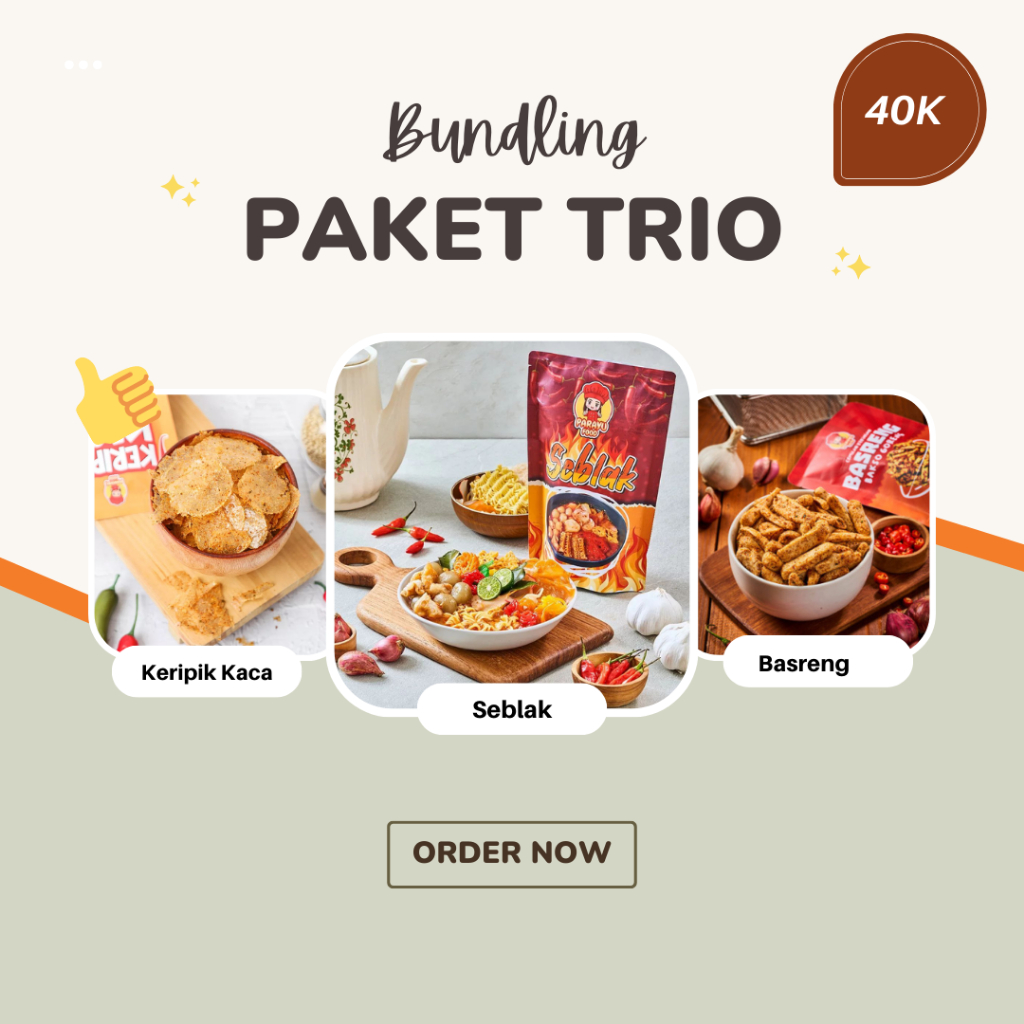 

PAKET TRIO | KERIPIK KACA + SEBLAK + BASRENG