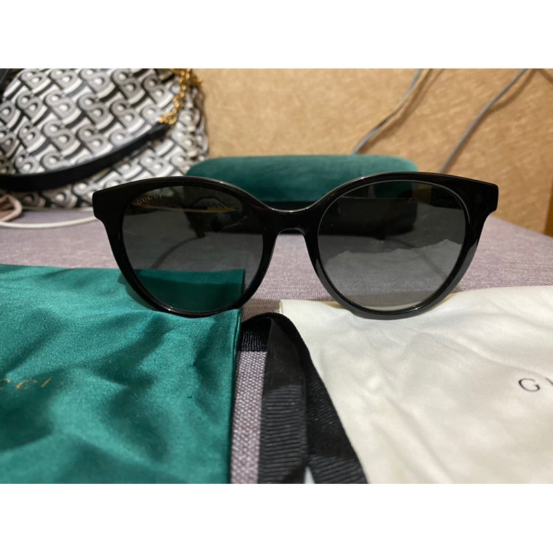 Preloved Baru Gucci Limited Branded Original Kacamata Hitam Sunglasses Hijau Mewah Cewek Normal