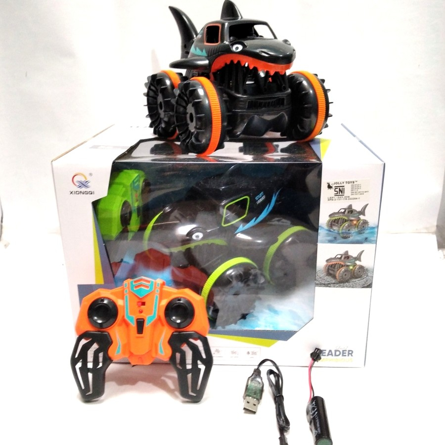 Mainan Mobil Hiu RC 2.4ghz Tahan Air Stunt Leader Amphibious Shark Amphibious Stunt Car Hiu