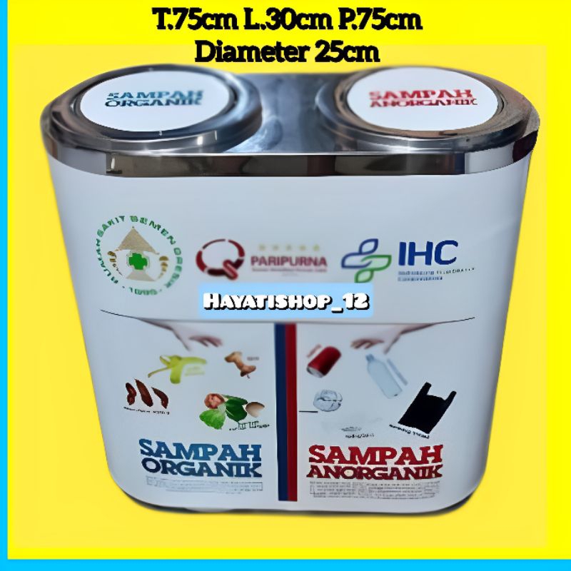 tong sampah kapsul 2 in 1, tong sampah stainles free custom stiker