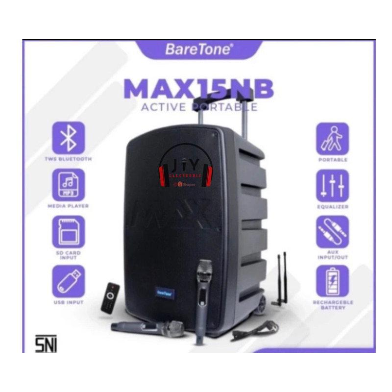 Speaker Portable Wireless Baretone 15 inch MAX15NB MAX 15 NB MAX 15NB
