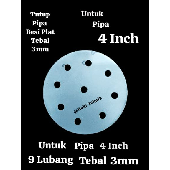 Tutup Plat Besi 3mm / Tutup Resapan Lubang Biopori / Saringan Penutup Pipa Pralon 4Inch