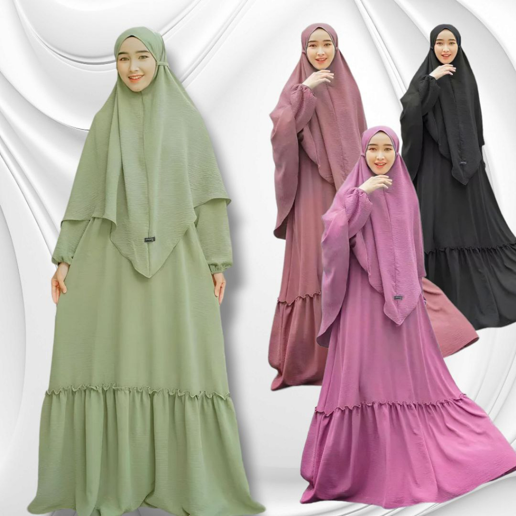 Elzeeva | GAMIS SYARI JILBAB BERGO/SET MURAH BUSUI POLOS/KHAZANAH SET BERGO BY ELZEEVA