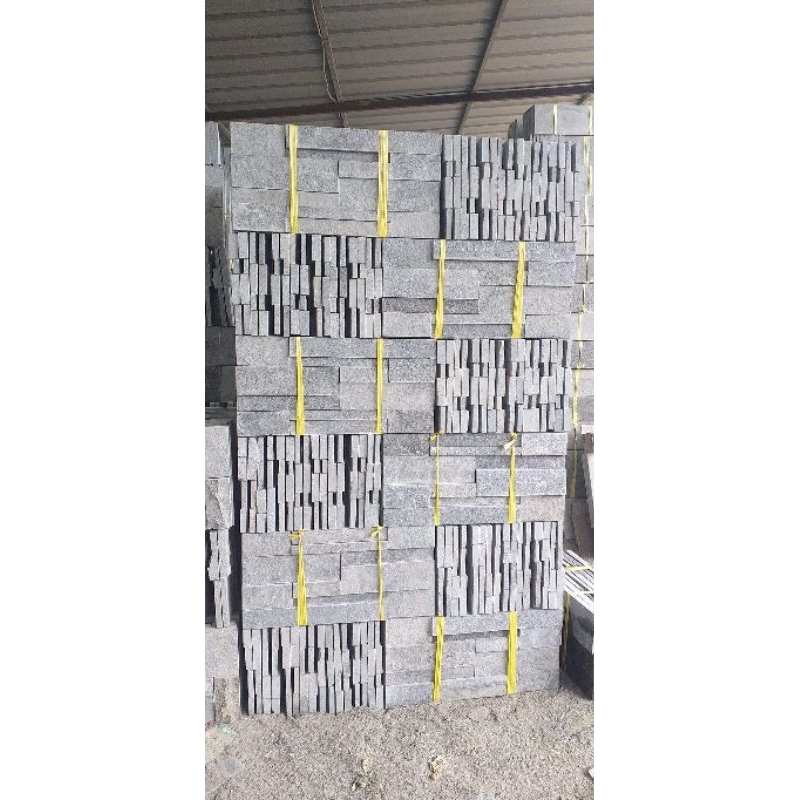 Batu Mozaik wallclading andesit bakar timbul tenggelam 20x40