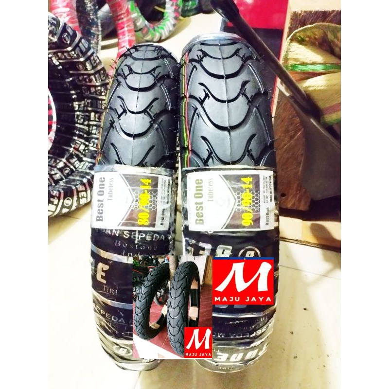 sepasang ban montor metic tubeless 80/90-14 & 90/90-14 ban tubles ban metic tubles ban tubles ring 1